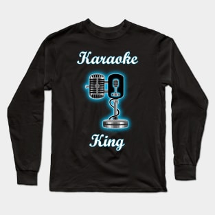 Karaoke King Blue Glowing Microphone Long Sleeve T-Shirt